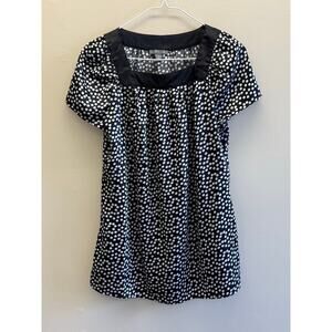 Apt. 9 Black & White Polka Dot Stretch Blouse | Size Small